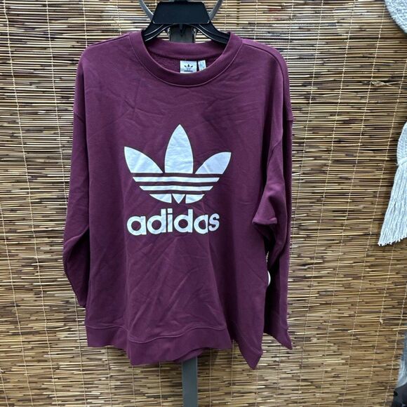 Adidas Originals Women S Trefoil Crewneck Sweatshirt‎ Red Size 2X - Picture 2 of 3